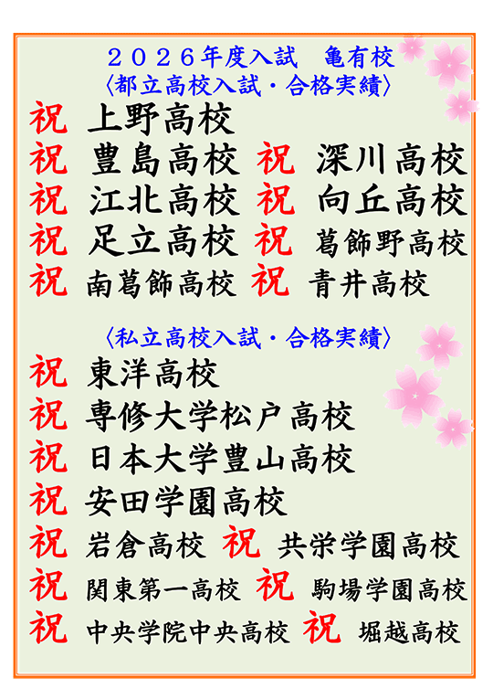 2026年度 高校入試合格実績